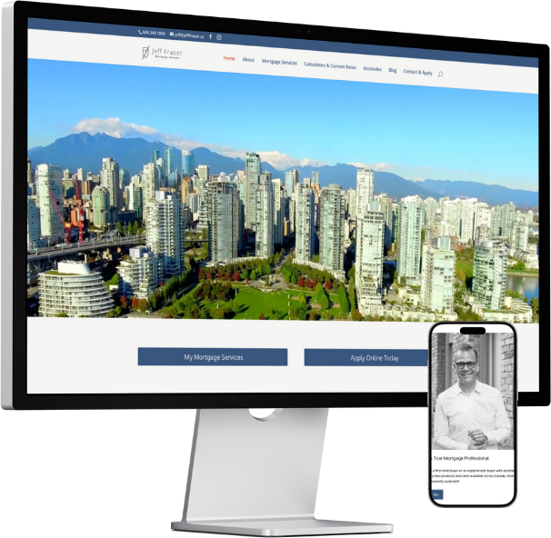 Jeff Fraser mortgage website shown on desktop and mobile